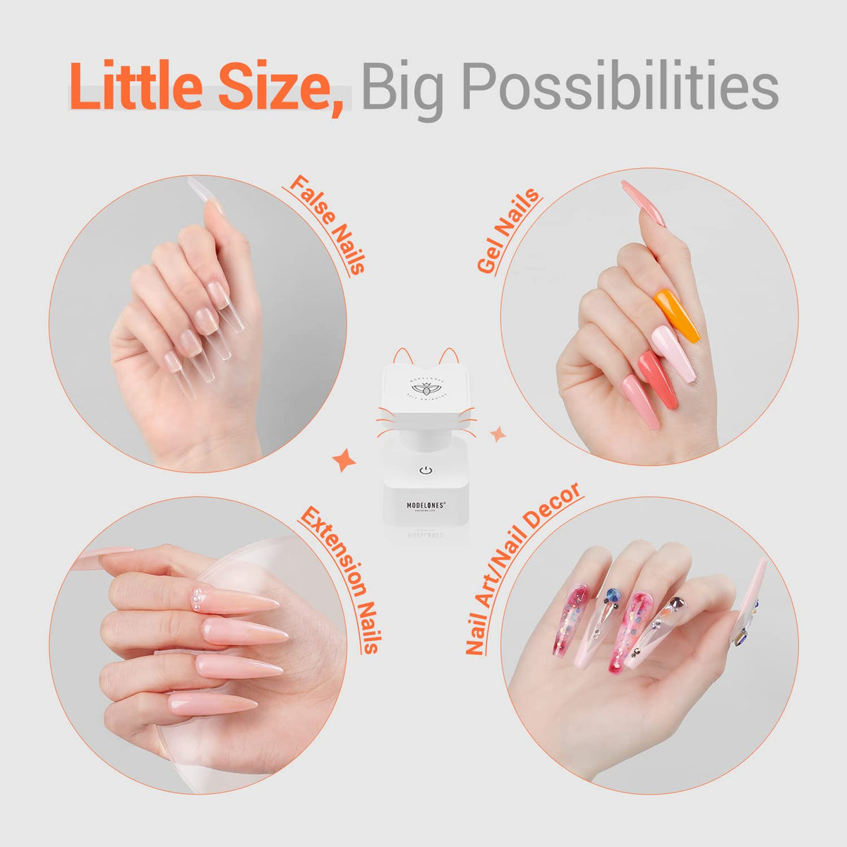 modelones Mini UV Light for Gel Nails Flash Curing 2 Timers Nail Stuff