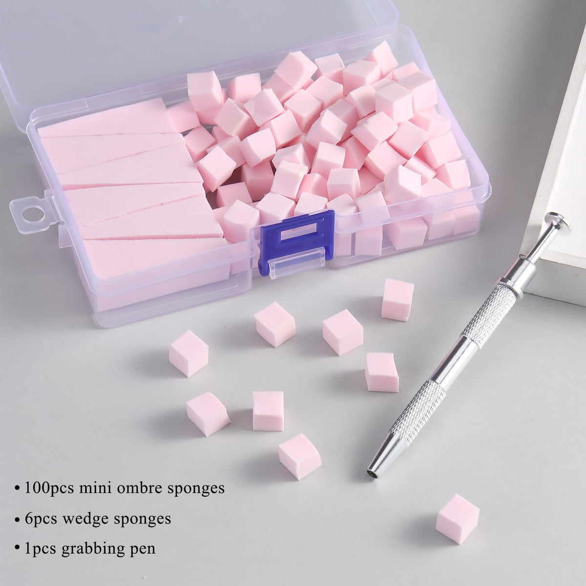 Fcozpjk 100Pcs Soft Nail Sponges for Ombre & 6Pcs Wedge Sponges Aura Nails