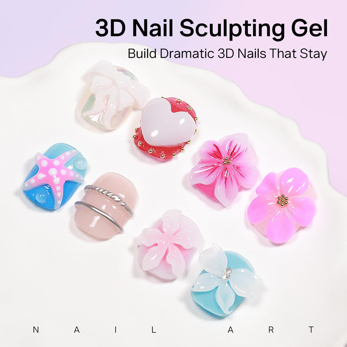 MIZHSE 3D Nail Scupting Gel for Nail Art, 6PCS Neon Colors Non-sticky
