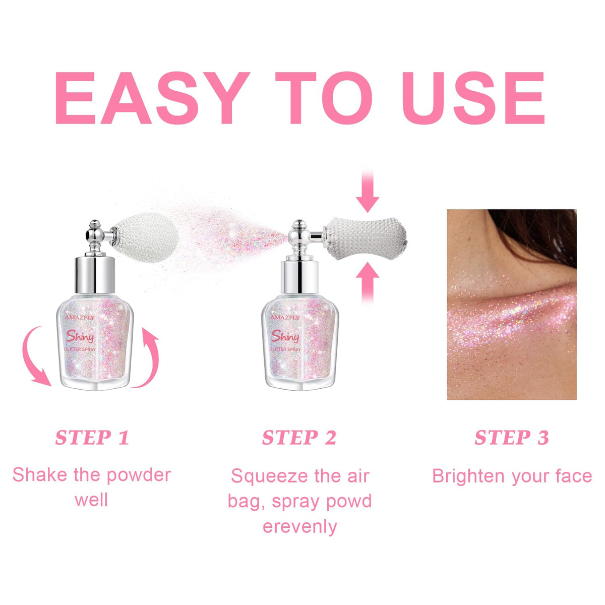 Hair and Body Glitter Spray, Shimmering Powder Sparkle Powder Makeup, Glitter Loose Sparkle Makeup for Body Highlighter,Festival Prom Rave Accessories (Glint-Rainbow)