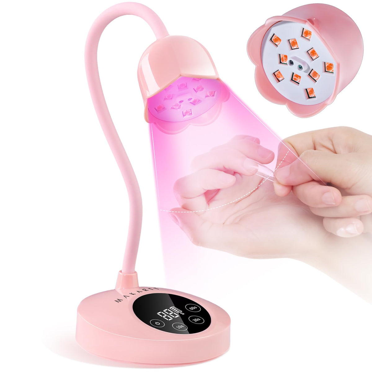 Makartt Cordless Gooseneck UV Nail Lamp for Gel-X Nails, Flash Cure