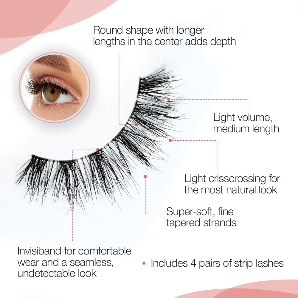 Ardell Naked Lashes 421 Subtle Volume Natural Look False Eyelashes, 4 Pairs