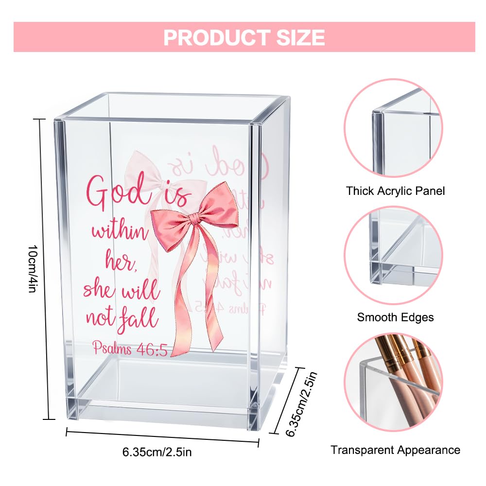 Never Let Anyone Dull Your Sparkle Acrylic Makeup Brush Organizer Holder, Girl Power Desk Acrylic Brushes Storage, Inspirational Quote Gifts for Women Friend Sister Make Up Artist Makeup Lover