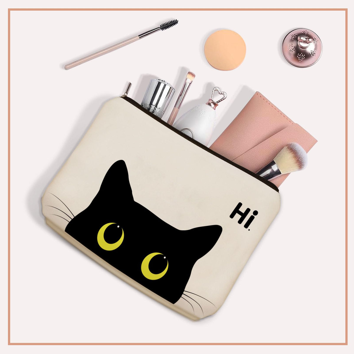 Bohemian Cat Mom Makeup Bag For Women & Teen Girl Cat Lover Gifts. Cute Boho Cats Themed Cosmetic & Toiletry Organizer Pouch For Daughters, Sisters, Friends.Ideal Gift For Travel, Christmas.