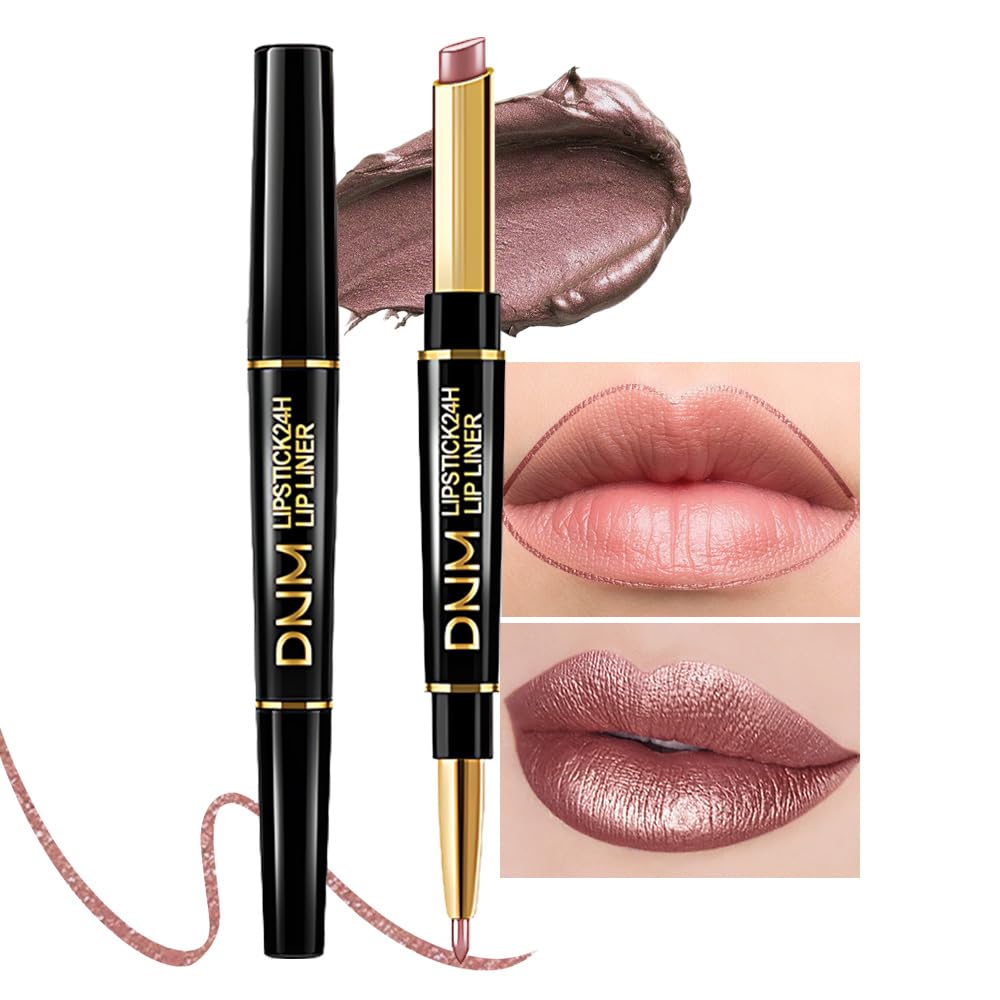 evpct 3Pcs Chestnut Nude Brown Matte Lip Liner and Lipstick Combo Set Kit for Women Antique Rose Magic Lipstick 24 Hours Original Lip Liner Makeup Stain Long Lasting Waterproof Smudge Proof labial