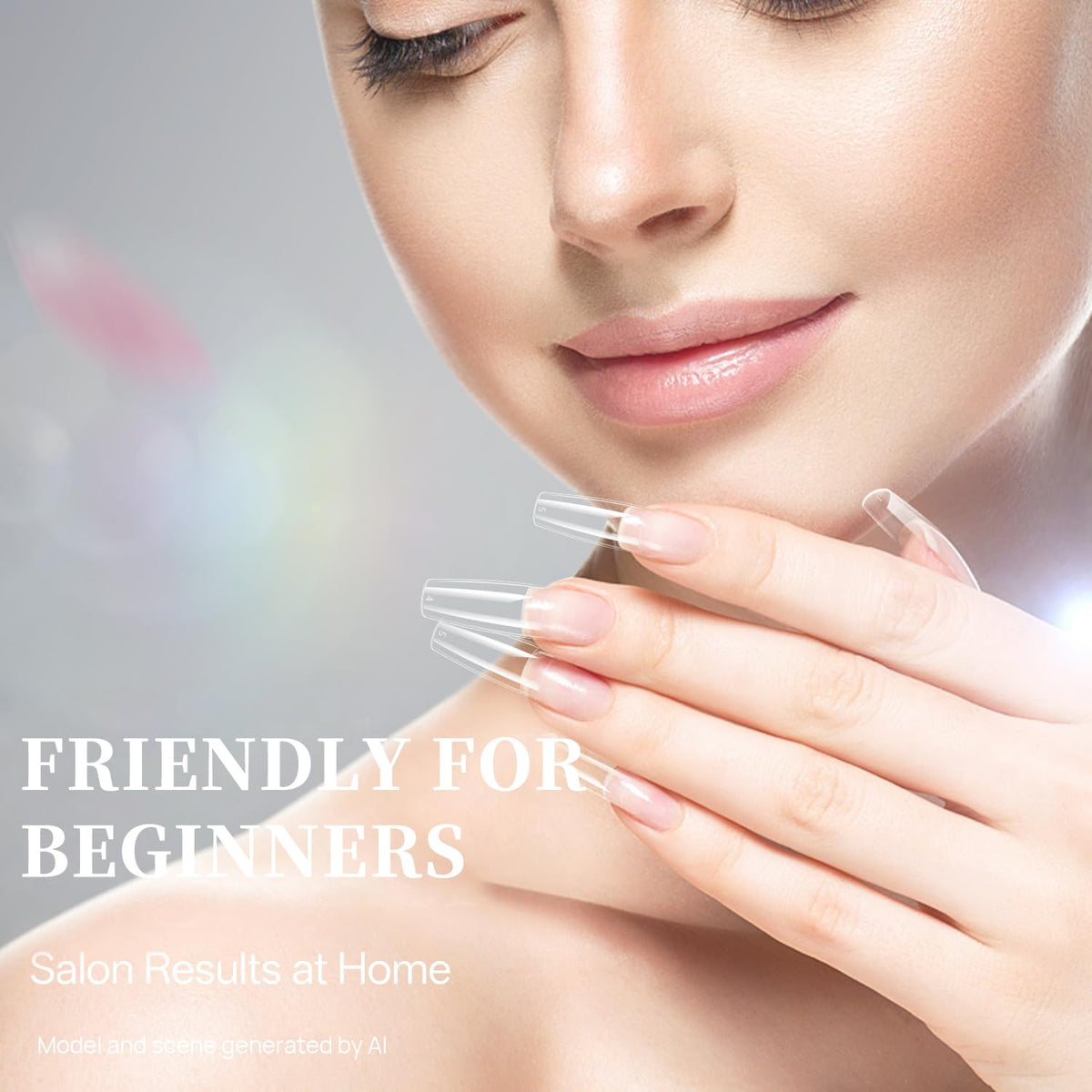 krofaue Extra Long Stiletto Nail Tips - False Clear Nais
