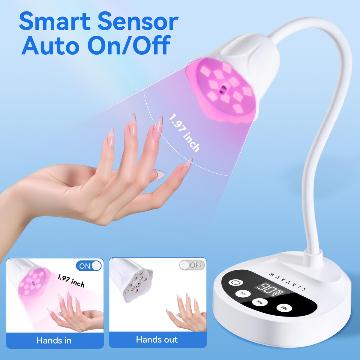 Makartt Flash Cure UV LED Nail Lamp for Gel-X Tips, Adjustable Gooseneck
