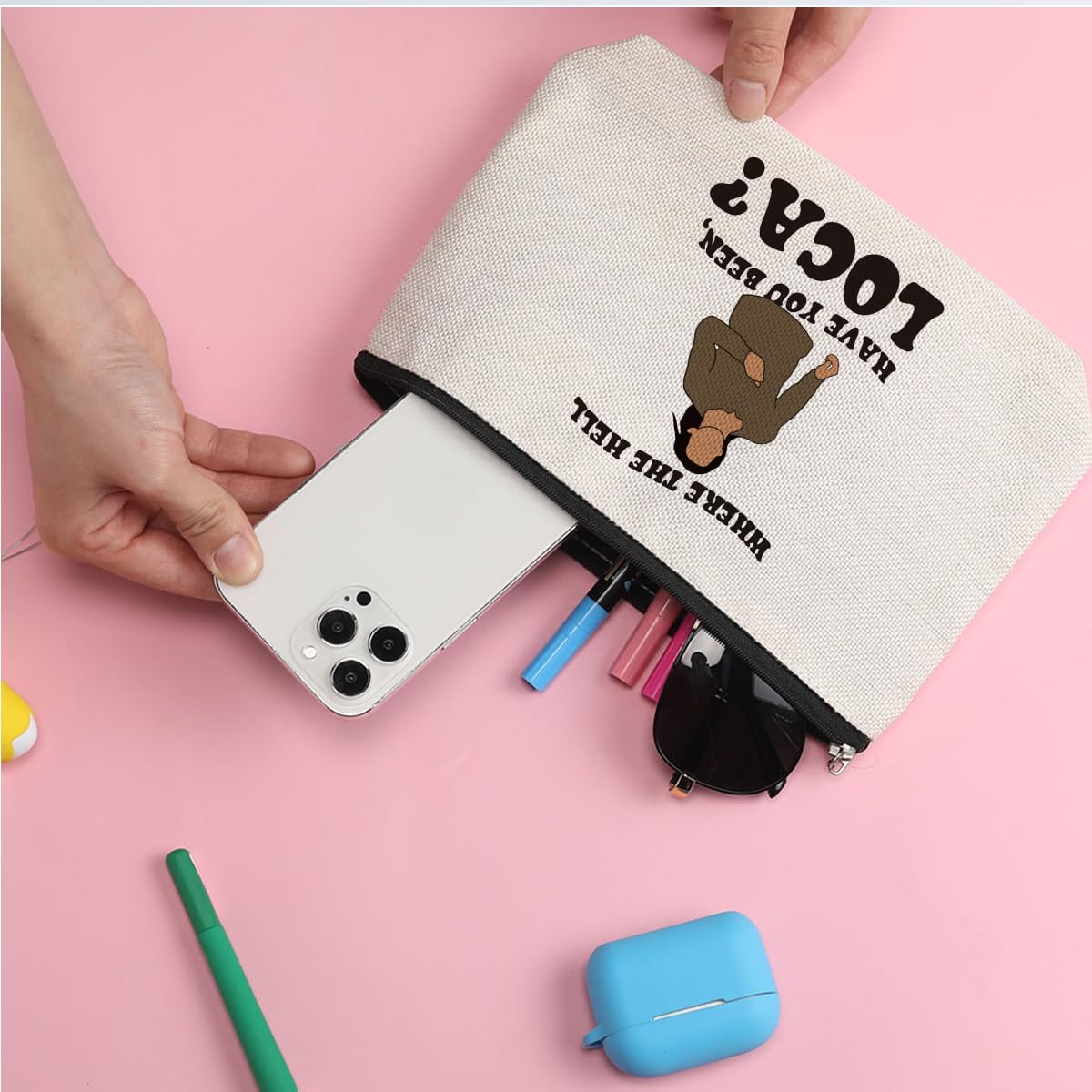 ZHAMEN Vintage Makeup Bag Weird Girls Cosmetic Bag for Women