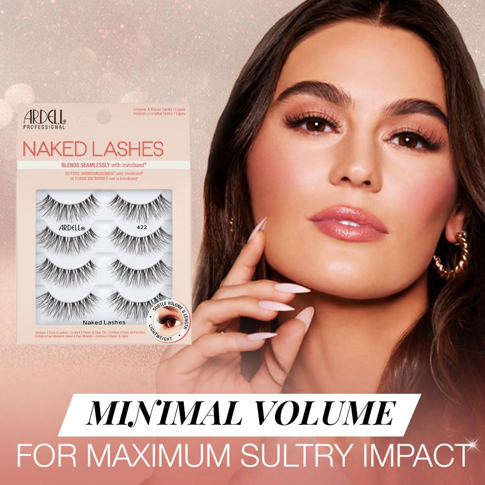 Ardell Naked Lashes 421 Subtle Volume Natural Look False Eyelashes, 4 Pairs