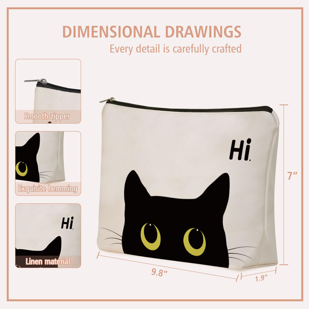 Bohemian Cat Mom Makeup Bag For Women & Teen Girl Cat Lover Gifts. Cute Boho Cats Themed Cosmetic & Toiletry Organizer Pouch For Daughters, Sisters, Friends.Ideal Gift For Travel, Christmas.