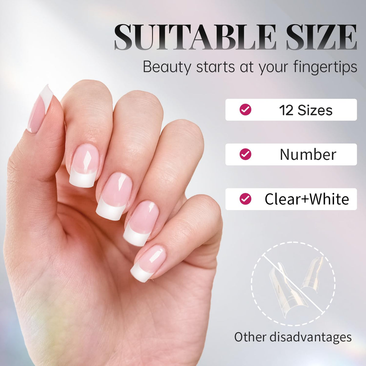 krofaue Extra Long Stiletto Nail Tips - False Clear Nais