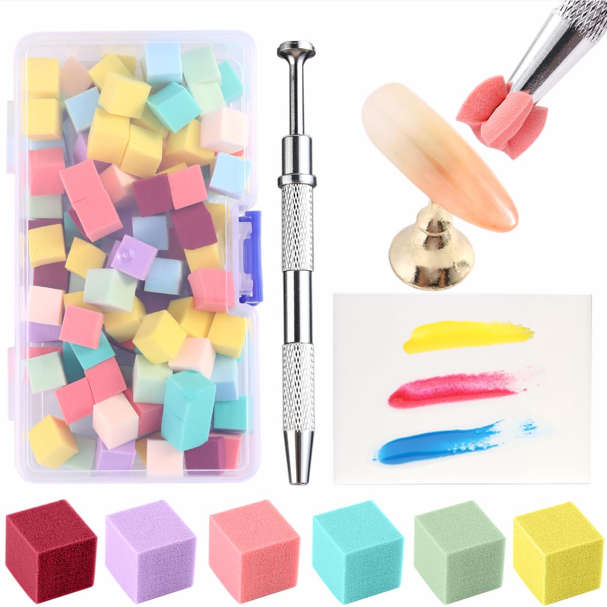 Fcozpjk 100Pcs Soft Nail Sponges for Ombre & 6Pcs Wedge Sponges Aura Nails