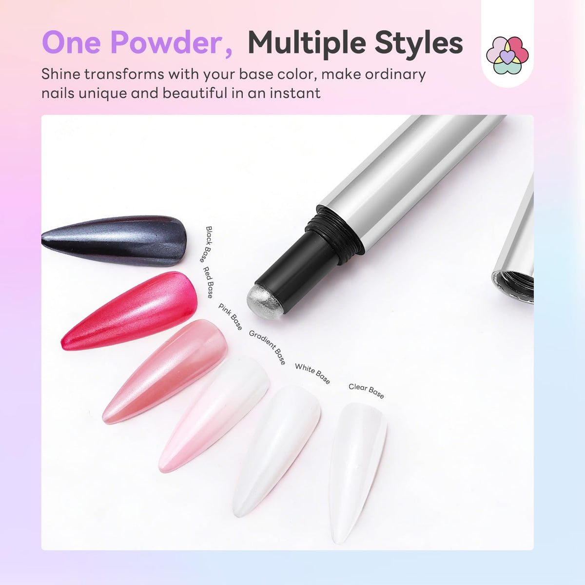 SAVILAND Air Cushion Chrome Nail Powder Pen for Beginners, Mermaid