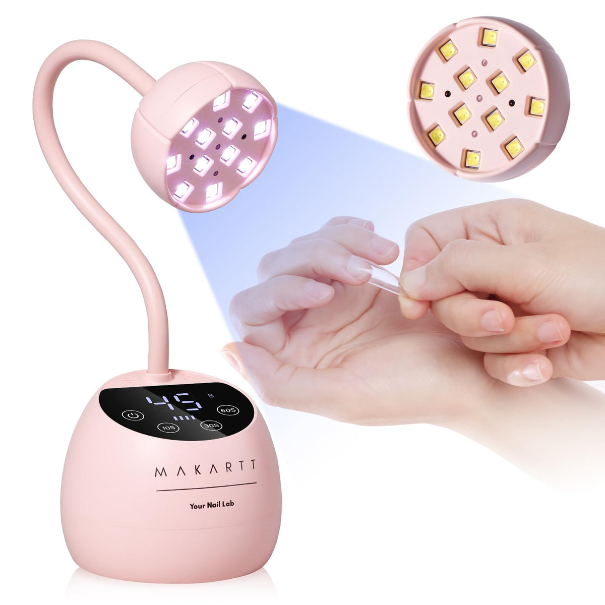 Makartt Flash Cure UV LED Nail Lamp for Gel-X Tips, Adjustable Gooseneck