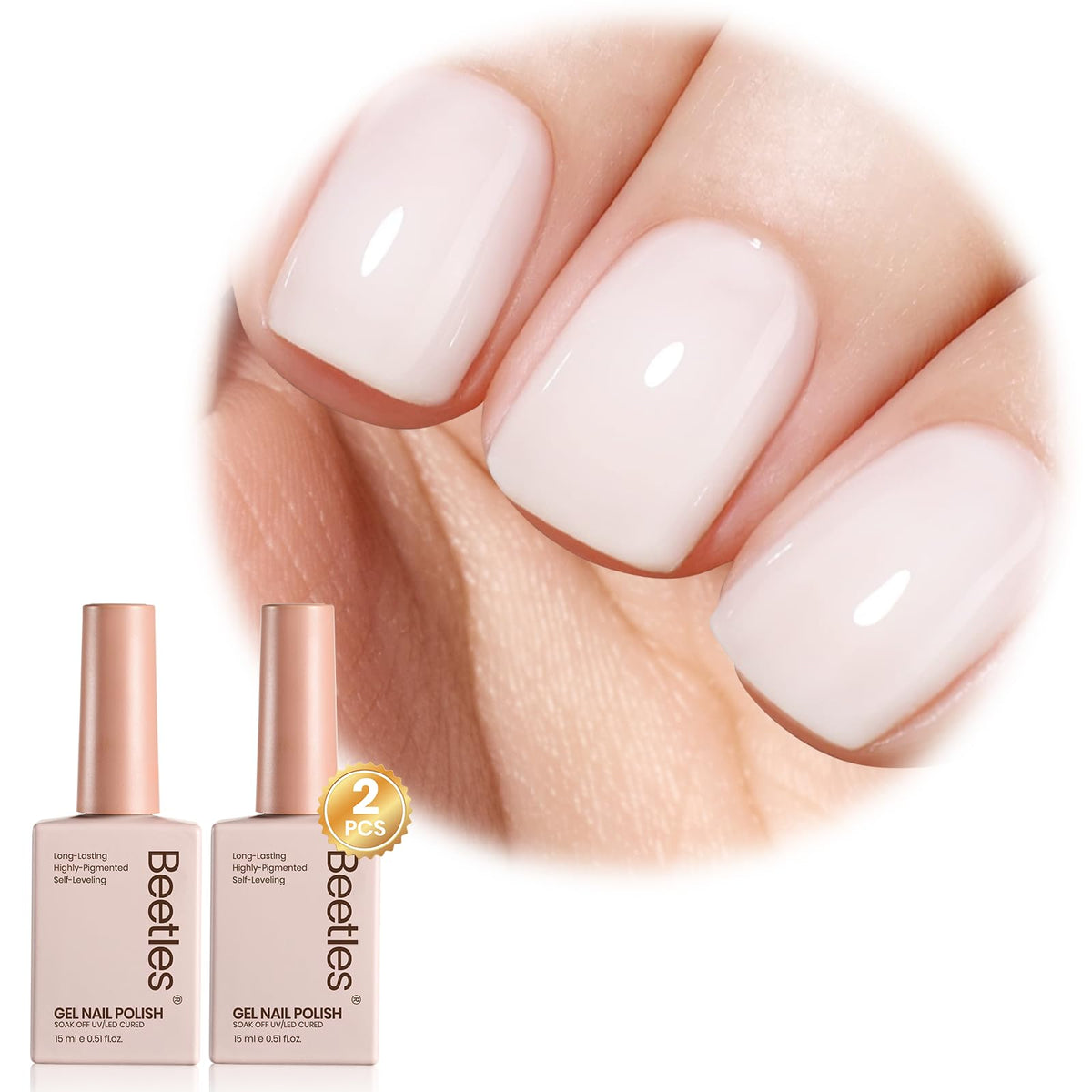 Beetles White Gel Nail Polish, 1pc 15ml White Gel Polish