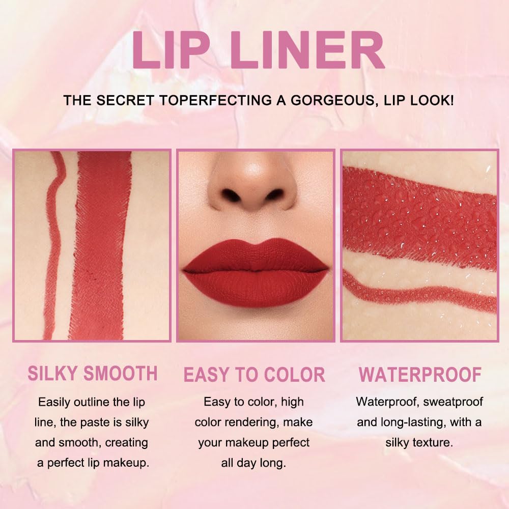 evpct 3Pcs Chestnut Nude Brown Matte Lip Liner and Lipstick Combo Set Kit for Women Antique Rose Magic Lipstick 24 Hours Original Lip Liner Makeup Stain Long Lasting Waterproof Smudge Proof labial
