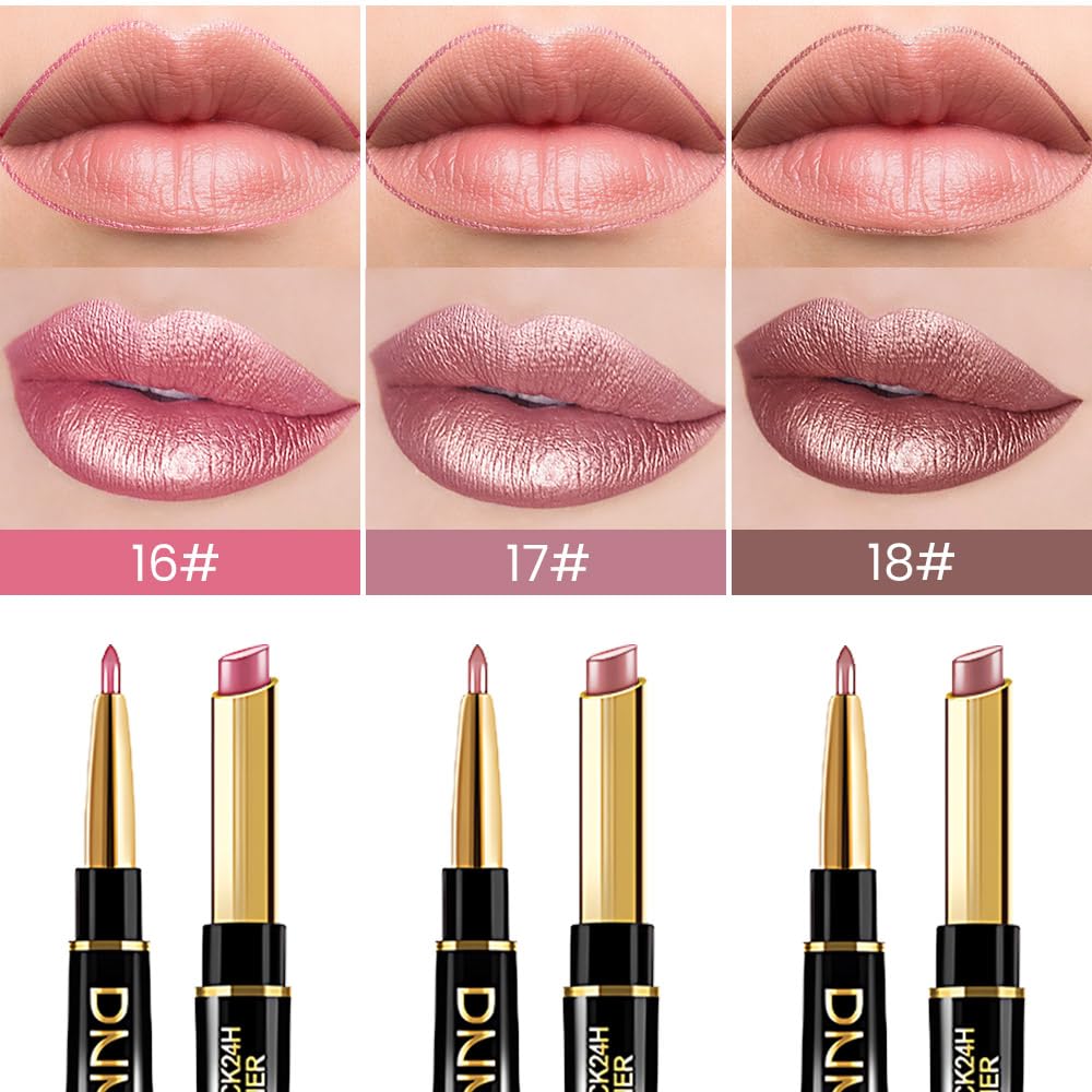 evpct 3Pcs Chestnut Nude Brown Matte Lip Liner and Lipstick Combo Set Kit for Women Antique Rose Magic Lipstick 24 Hours Original Lip Liner Makeup Stain Long Lasting Waterproof Smudge Proof labial