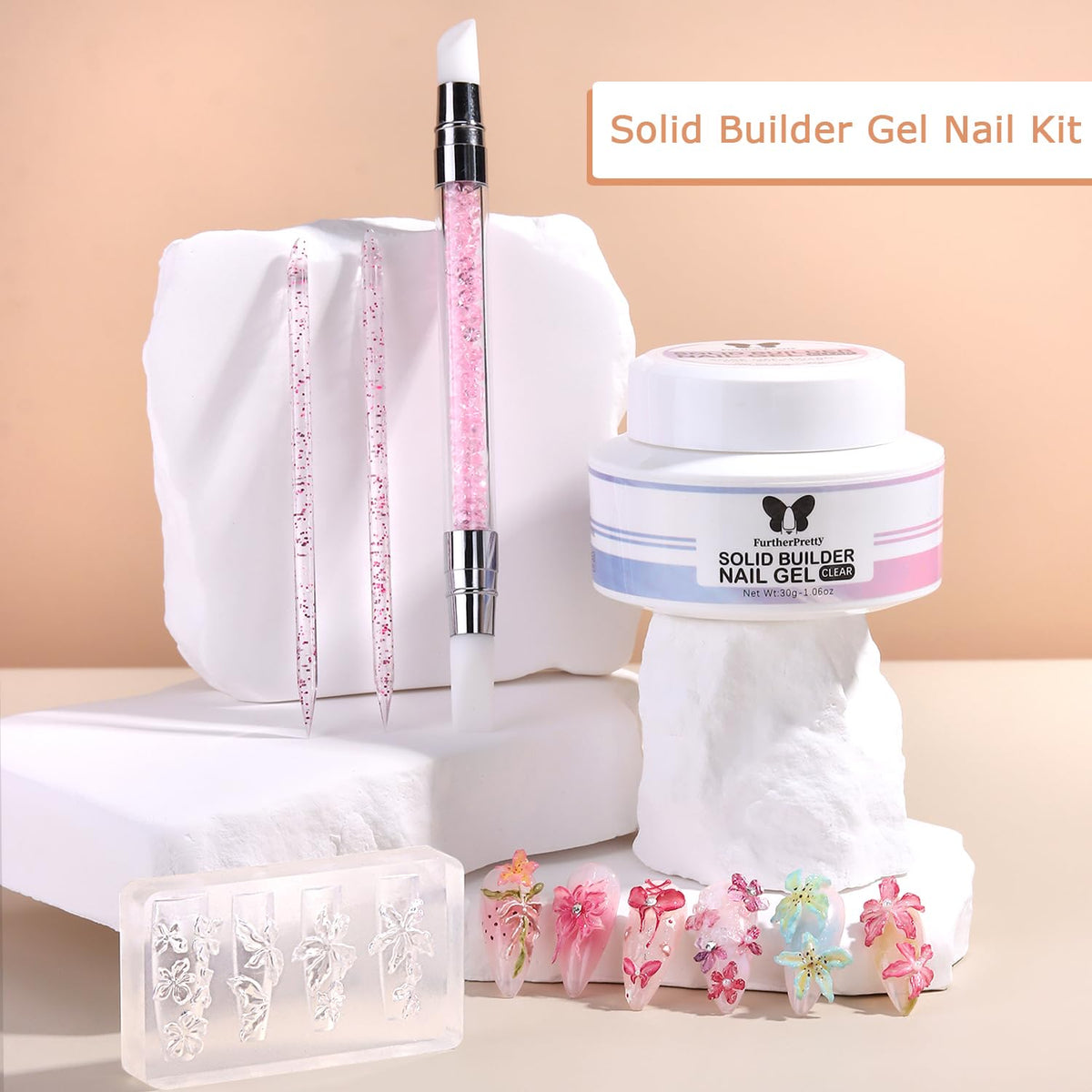 3D Nail Sculpting Gel Kit, Clear & Black Solid Builder Gel
