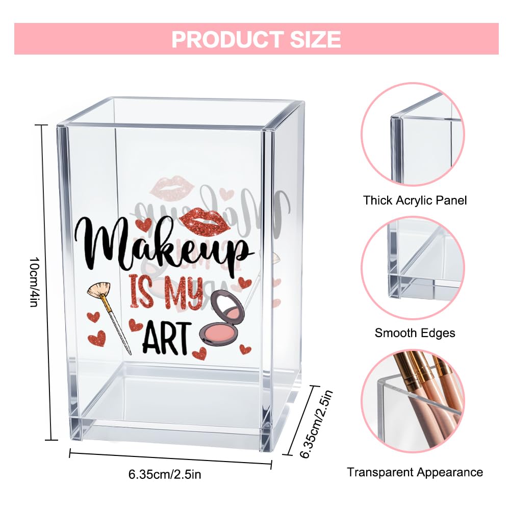 Hello Beautiful Acrylic Makeup Brush Organizer Holder, Positive Affirmation Desk Acrylic Brushes Storage, Make Up Artist Gifts, Morning Affirmation Gifts for Her Wife Sister Friend Makeup Lover