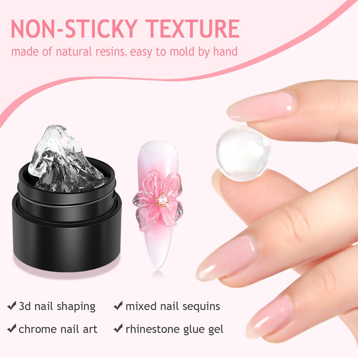 3D Nail Sculpting Gel Kit, Clear & Black Solid Builder Gel
