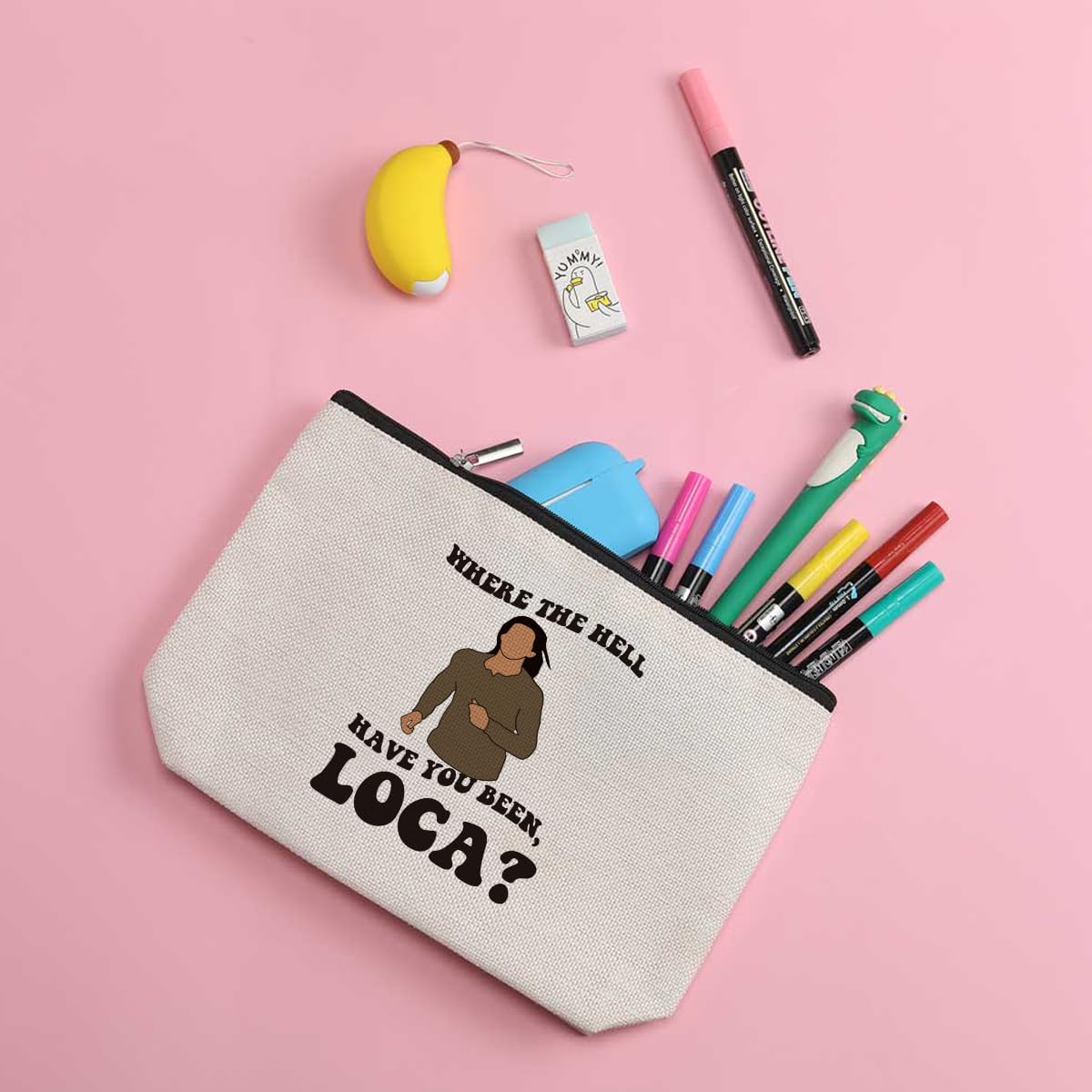 ZHAMEN Vintage Makeup Bag Weird Girls Cosmetic Bag for Women