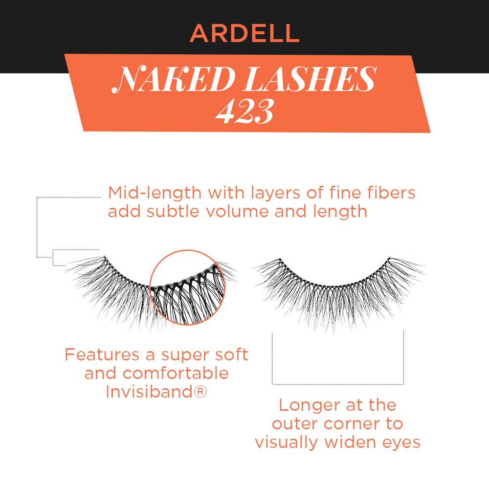 Ardell Naked Lashes 421 Subtle Volume Natural Look False Eyelashes, 4 Pairs