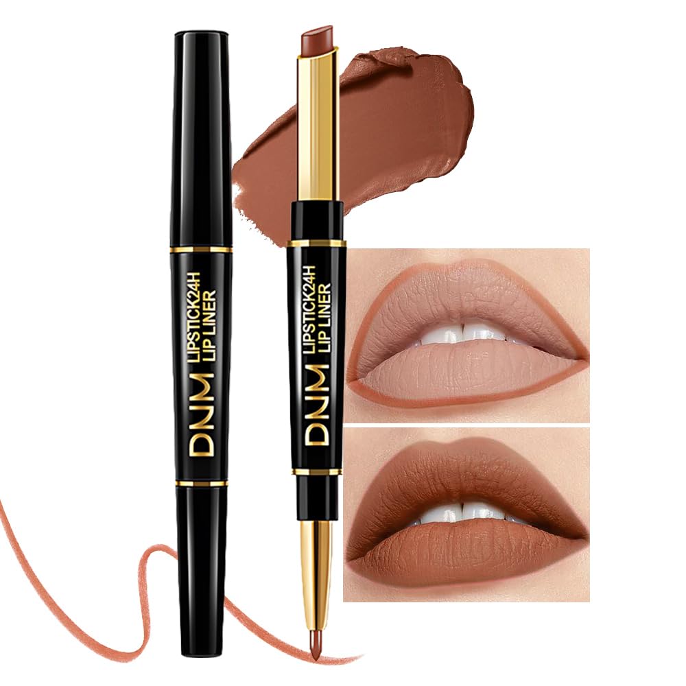 evpct 3Pcs Chestnut Nude Brown Matte Lip Liner and Lipstick Combo Set Kit for Women Antique Rose Magic Lipstick 24 Hours Original Lip Liner Makeup Stain Long Lasting Waterproof Smudge Proof labial