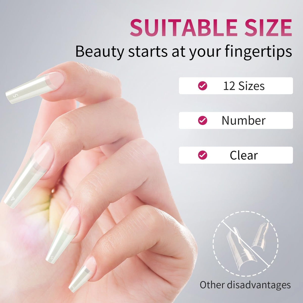 krofaue Extra Long Stiletto Nail Tips - False Clear Nais