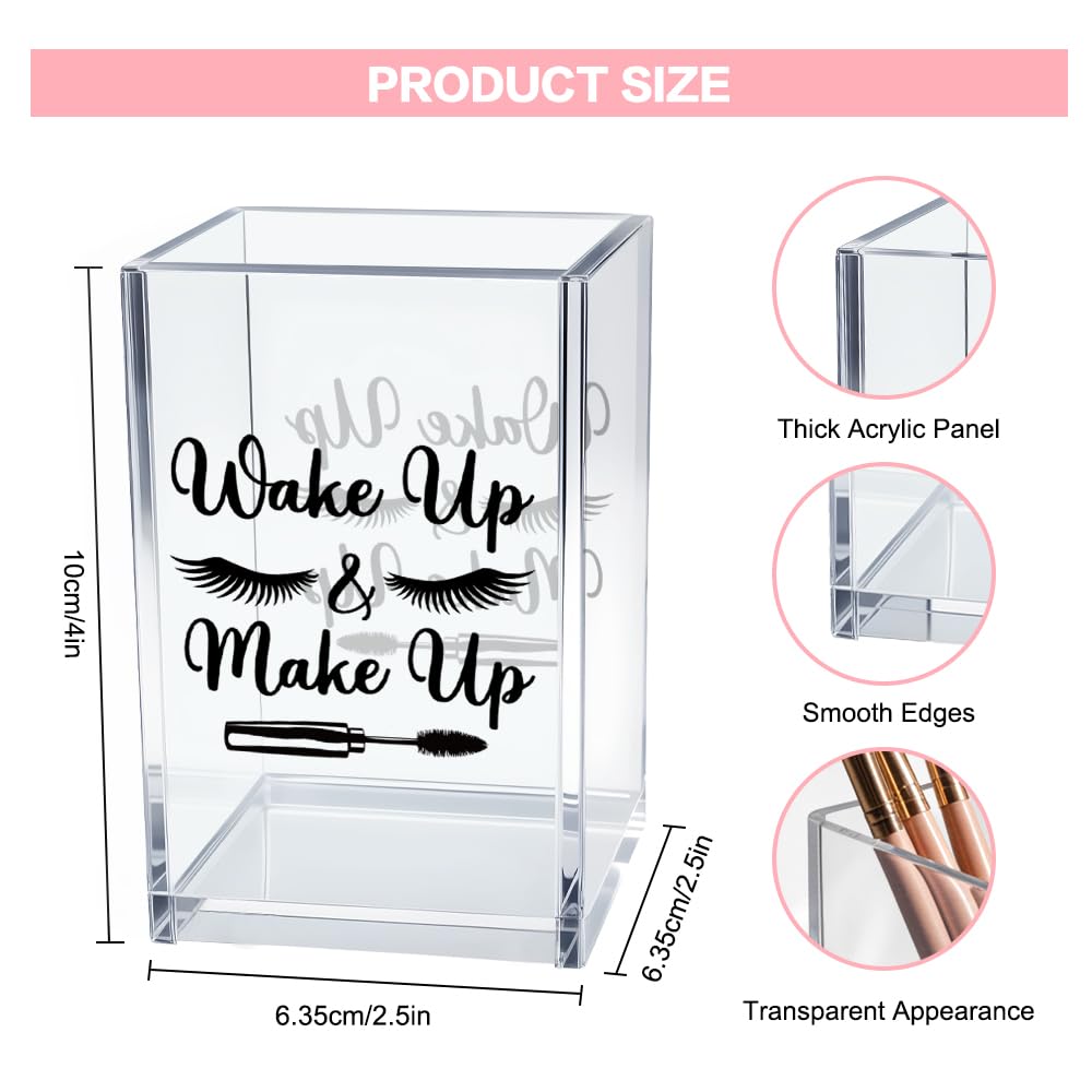 Hello Beautiful Acrylic Makeup Brush Organizer Holder, Positive Affirmation Desk Acrylic Brushes Storage, Make Up Artist Gifts, Morning Affirmation Gifts for Her Wife Sister Friend Makeup Lover