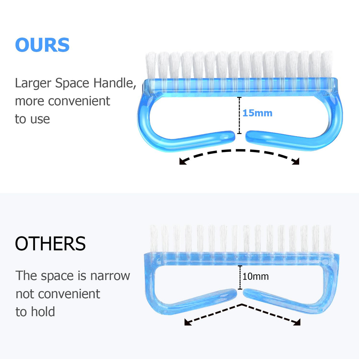 Larbois Handle Grip Nail Brush, Nail Brushes Hand Fingernail Brush Cleaner Scrubbing Kit Pedicure for Toes and Nails Men Women (4 Pack)