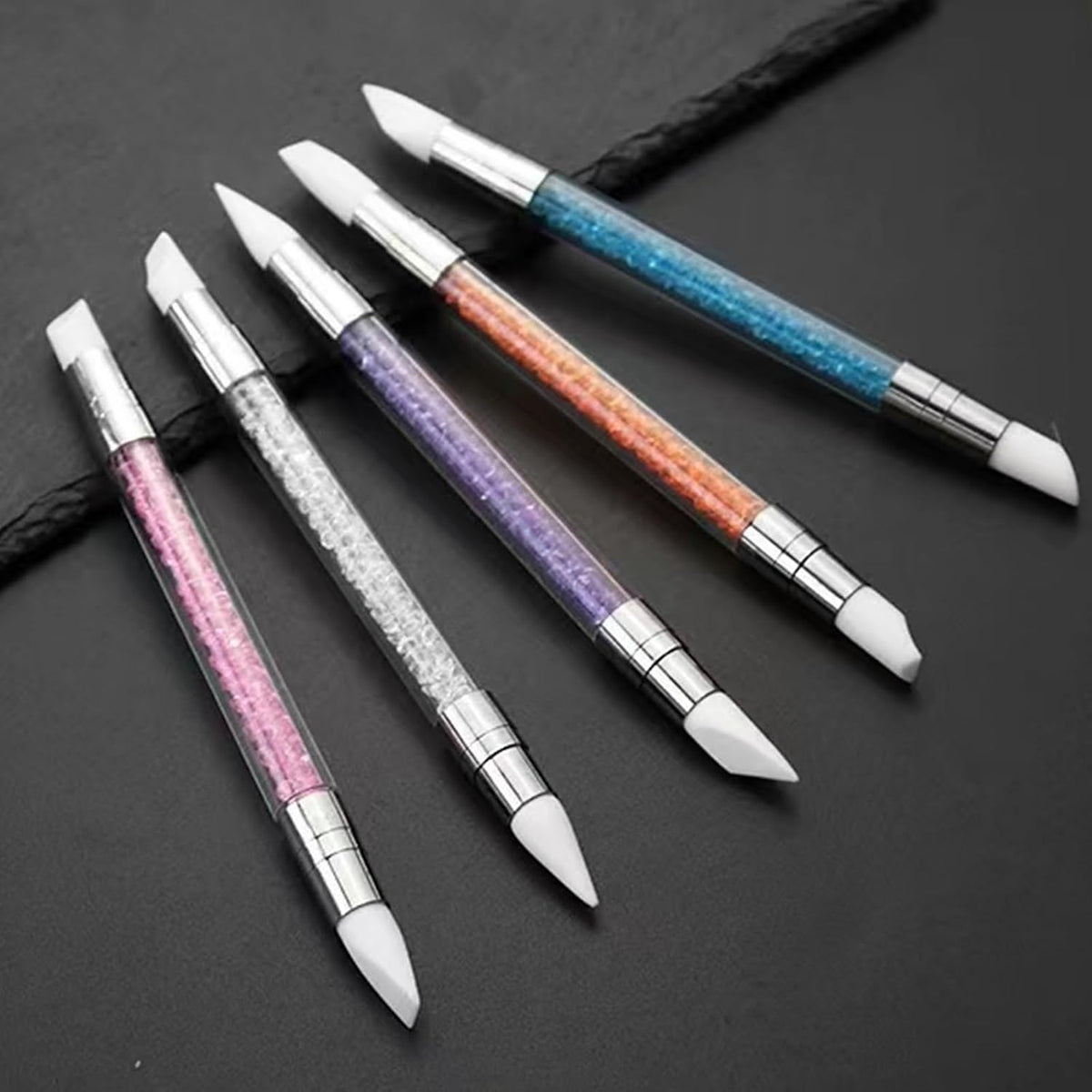 5 Pcs Nail Art Sculpture Pen Dual Tipped Silicone Nail Tools Nail Art Silicone Brushes for Design Nail Carving Drawing Shaping Effect
