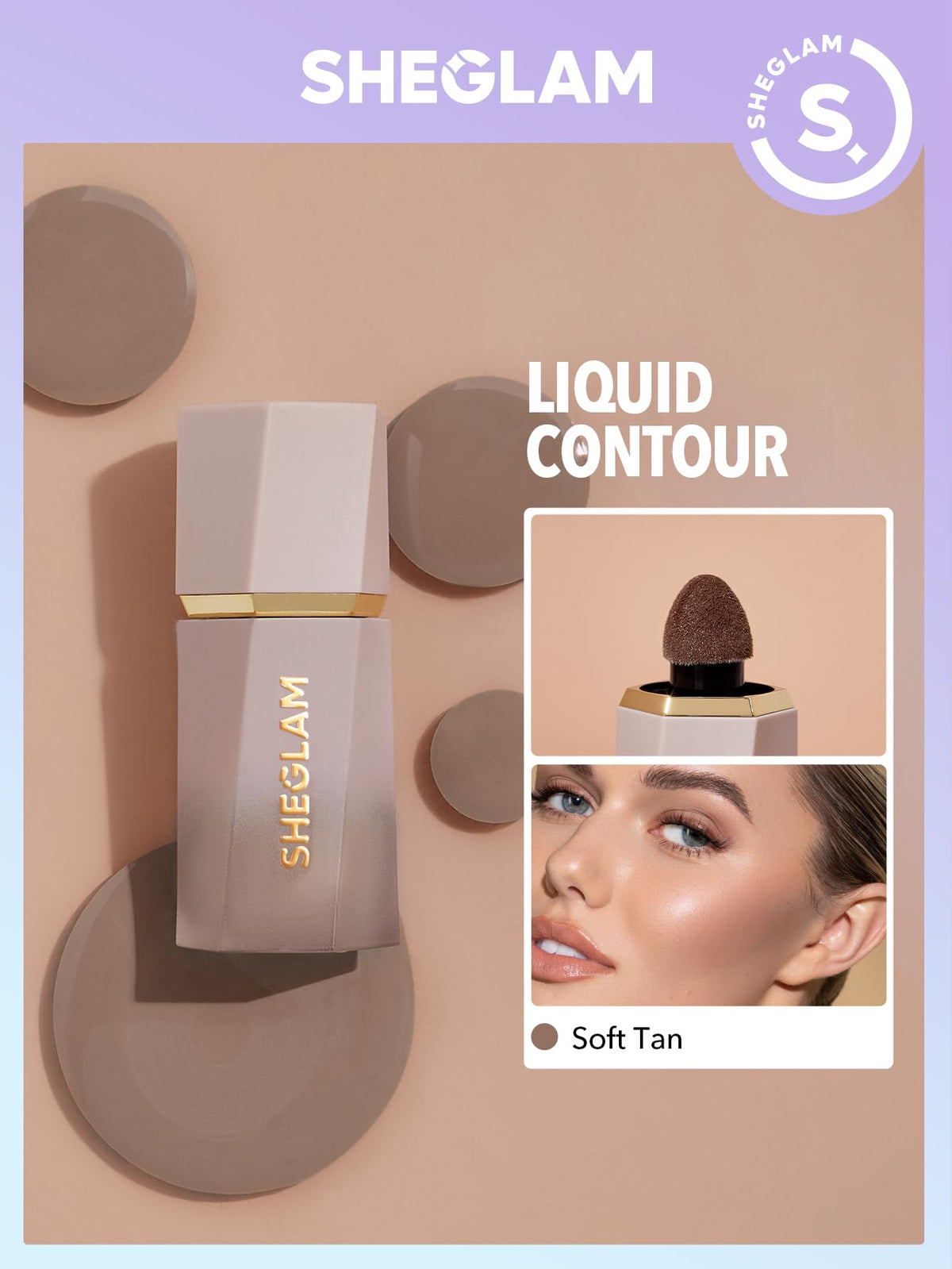 SHEGLAM Sun Sculpt Cool Toned Liquid Contour Stick Long Lasting Cream Bronzer Makeup - 01 Soft Tan
