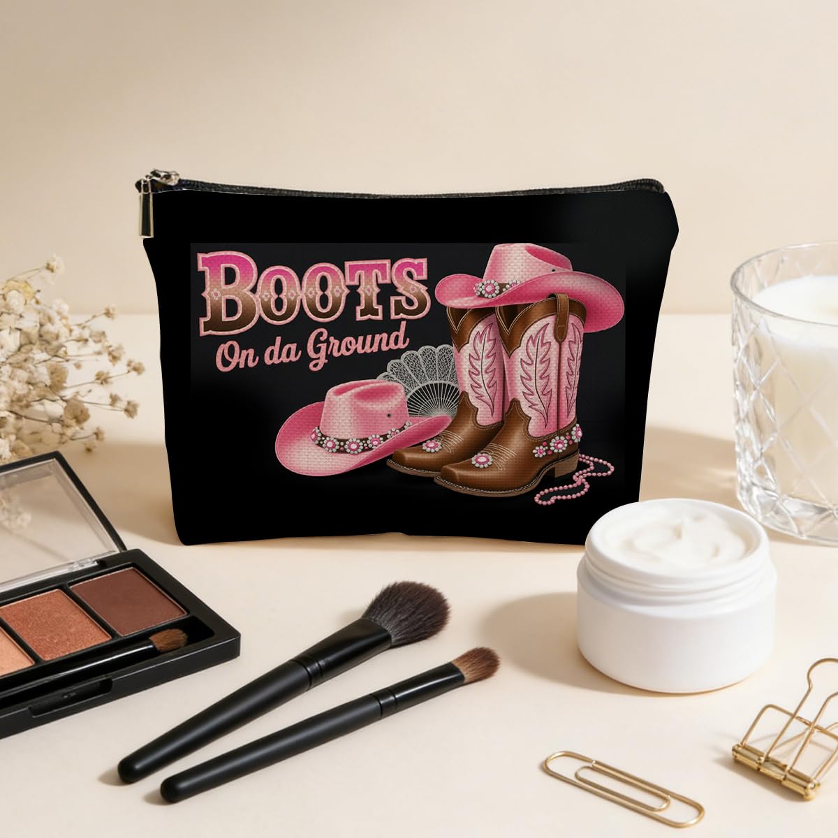 JIUWEIHU Goth Cat Makeup Bag, Funny Cat Cosmetic Bags Travel Organizer Bag