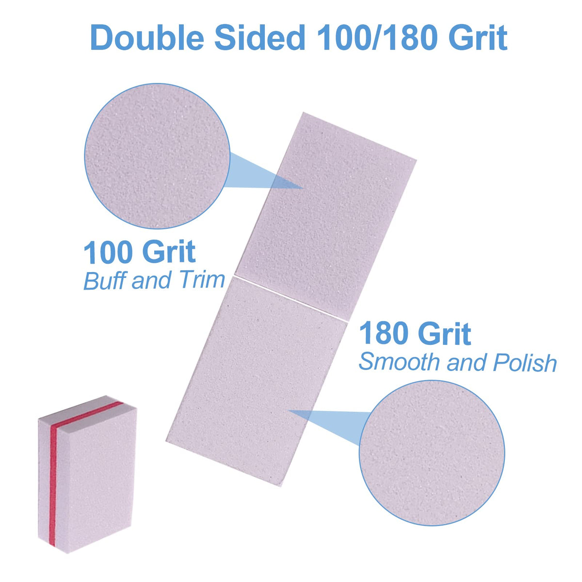 Nail Buffers (50 Pack), Mini Buffer Block Nail File for Acrylic Nails and Natural Nails, 100/180 Grit Nail Buffer Block Bulk Buffing Blocks for Nail Buff Professional Manicure File Blocks Set Pink