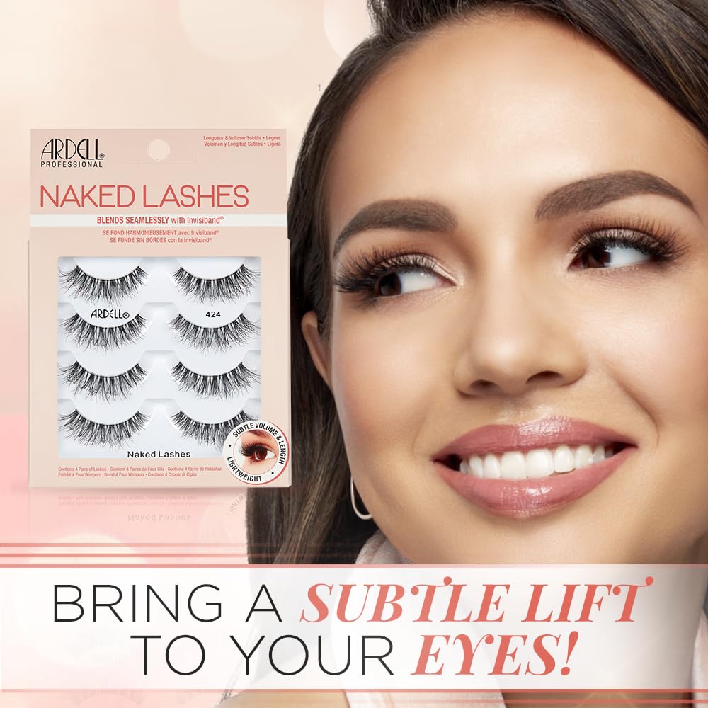 Ardell Naked Lashes 421 Subtle Volume Natural Look False Eyelashes, 4 Pairs