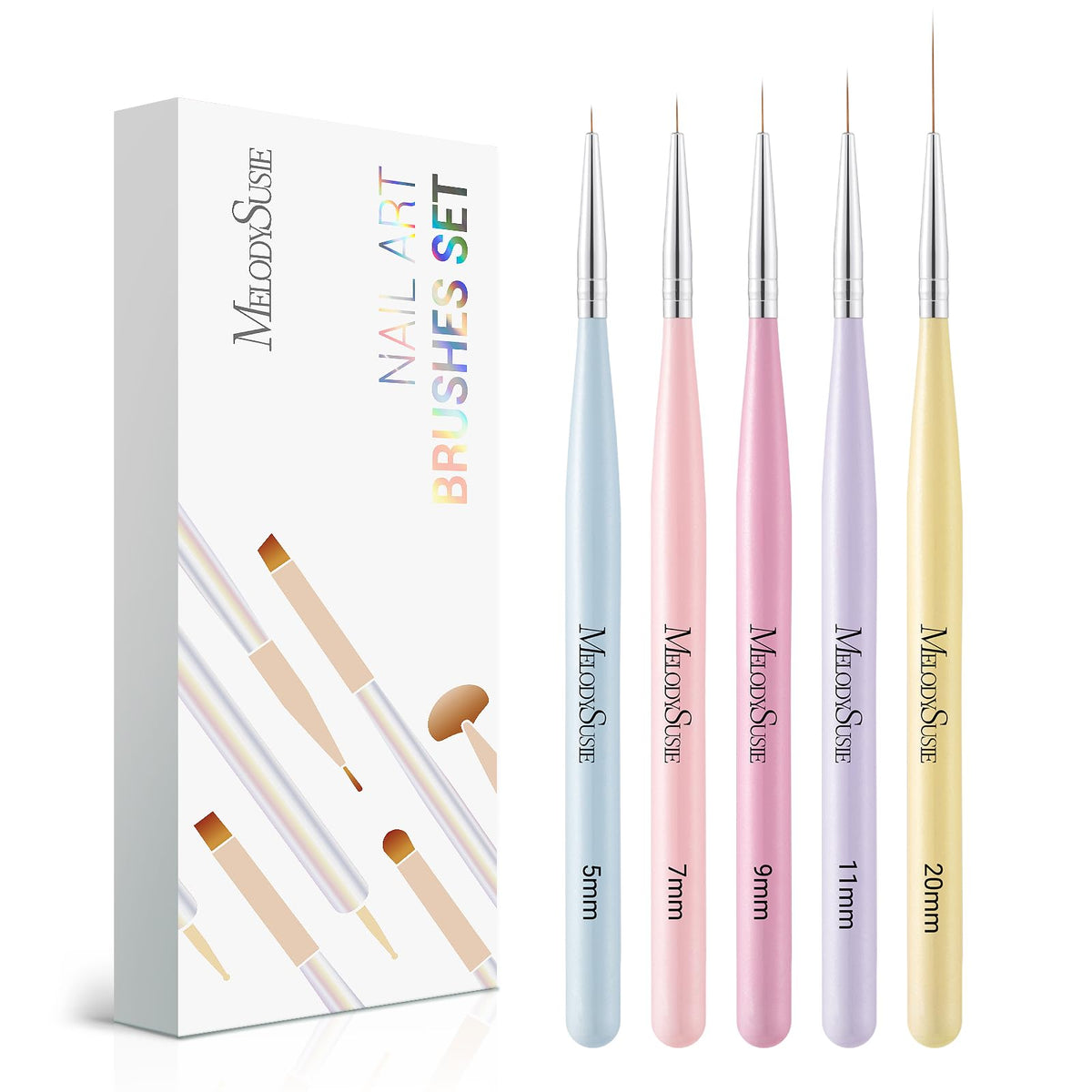 MelodySusie Nail Art Brushes Set, 6pcs Nail Art Design Pen Painting Tools