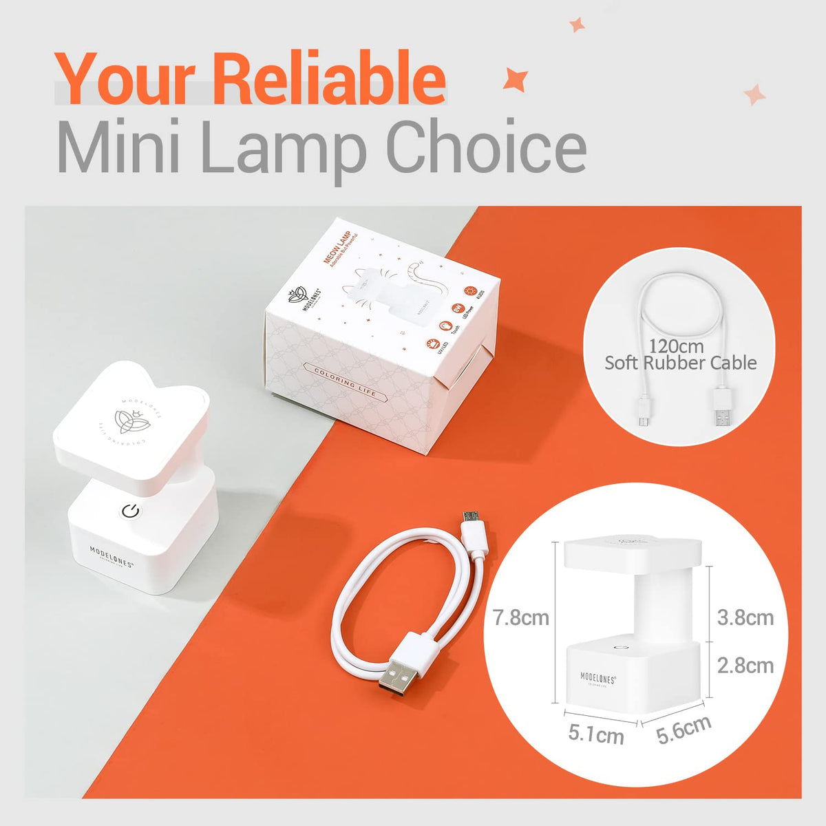 modelones Mini UV Light for Gel Nails Flash Curing 2 Timers Nail Stuff