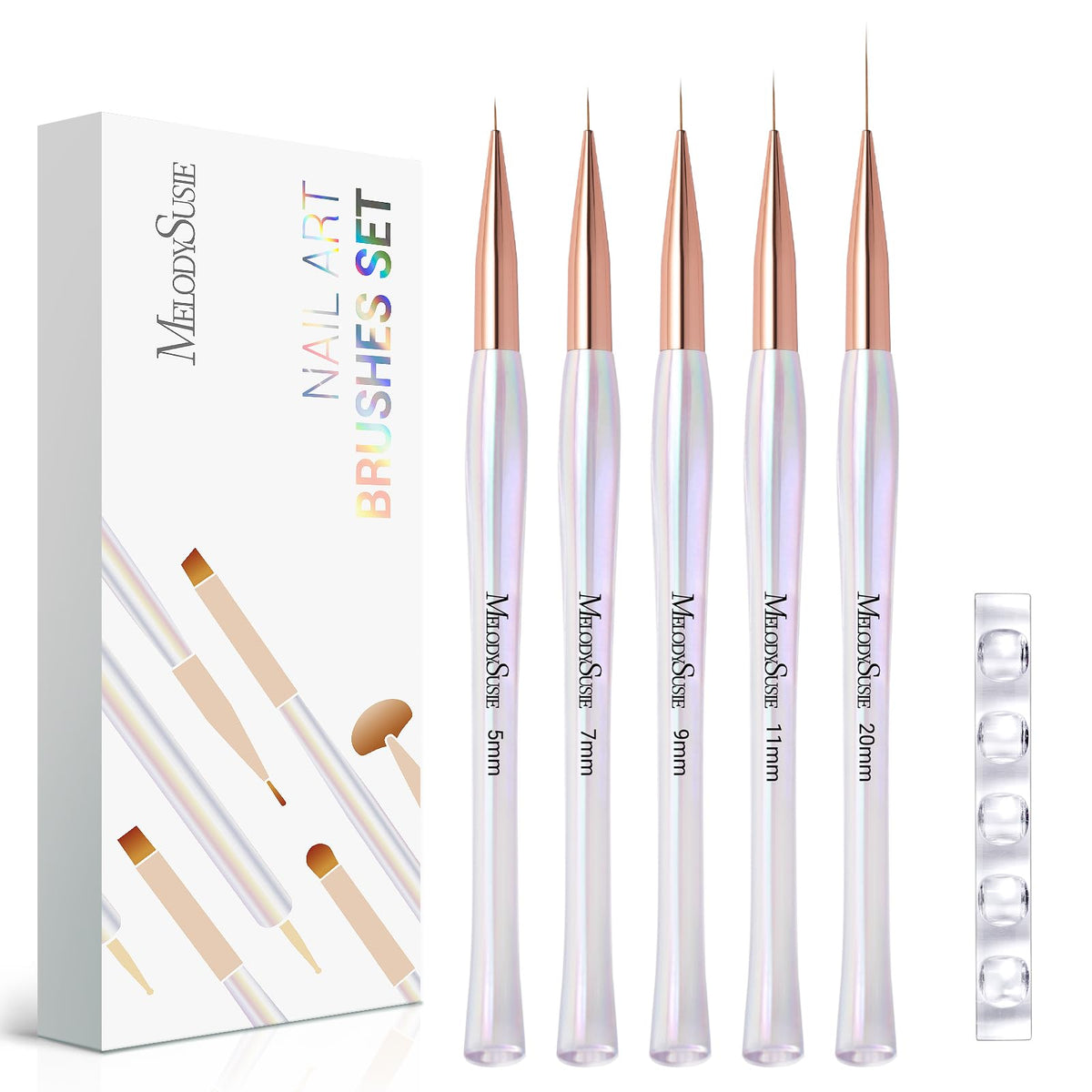 MelodySusie Nail Art Brushes Set, 6pcs Nail Art Design Pen Painting Tools
