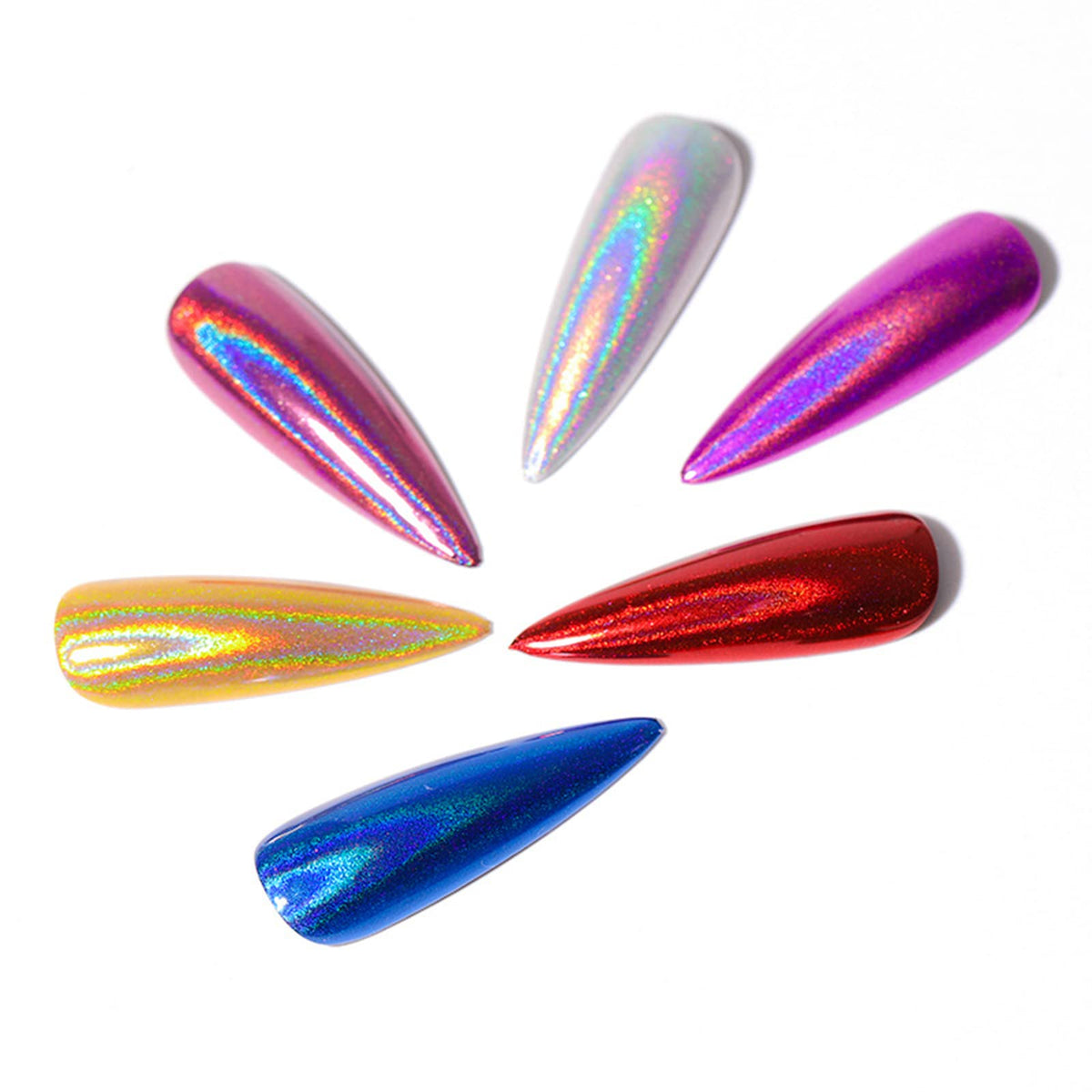 Rose Gold Chrome Nail Powder Pen,RoseFlower 6 pcs Metallic Nail Art Pigment Powder Pen Set, Shiny Nail Glitter Powder Air Cushion Pen with Magic Mirror Effect for Nail Art Design Decoration