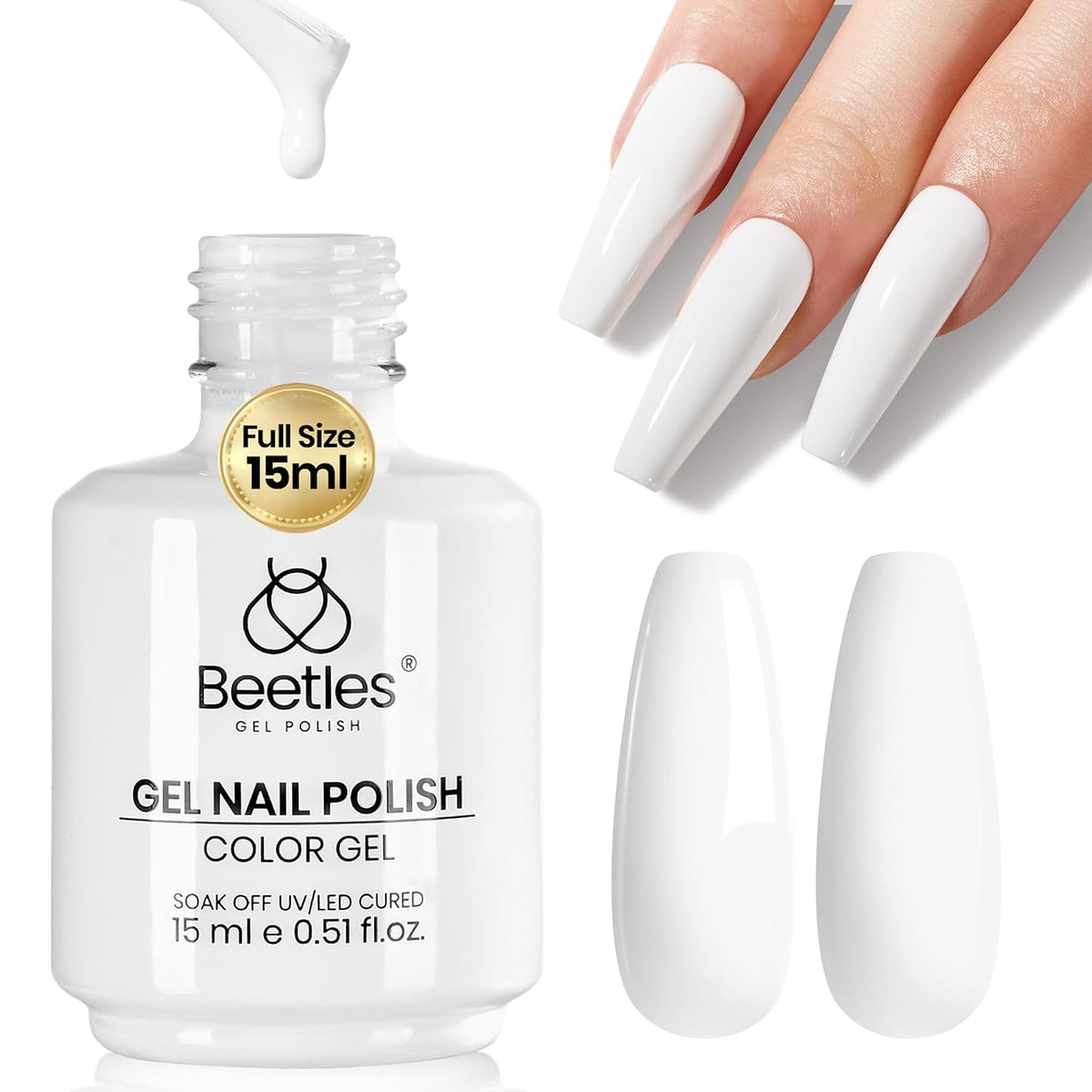 Beetles White Gel Nail Polish, 1pc 15ml White Gel Polish