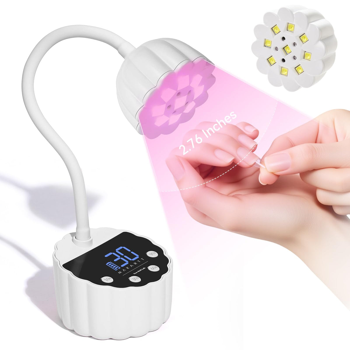 Makartt Cordless Gooseneck UV Nail Lamp for Gel-X Nails, Flash Cure