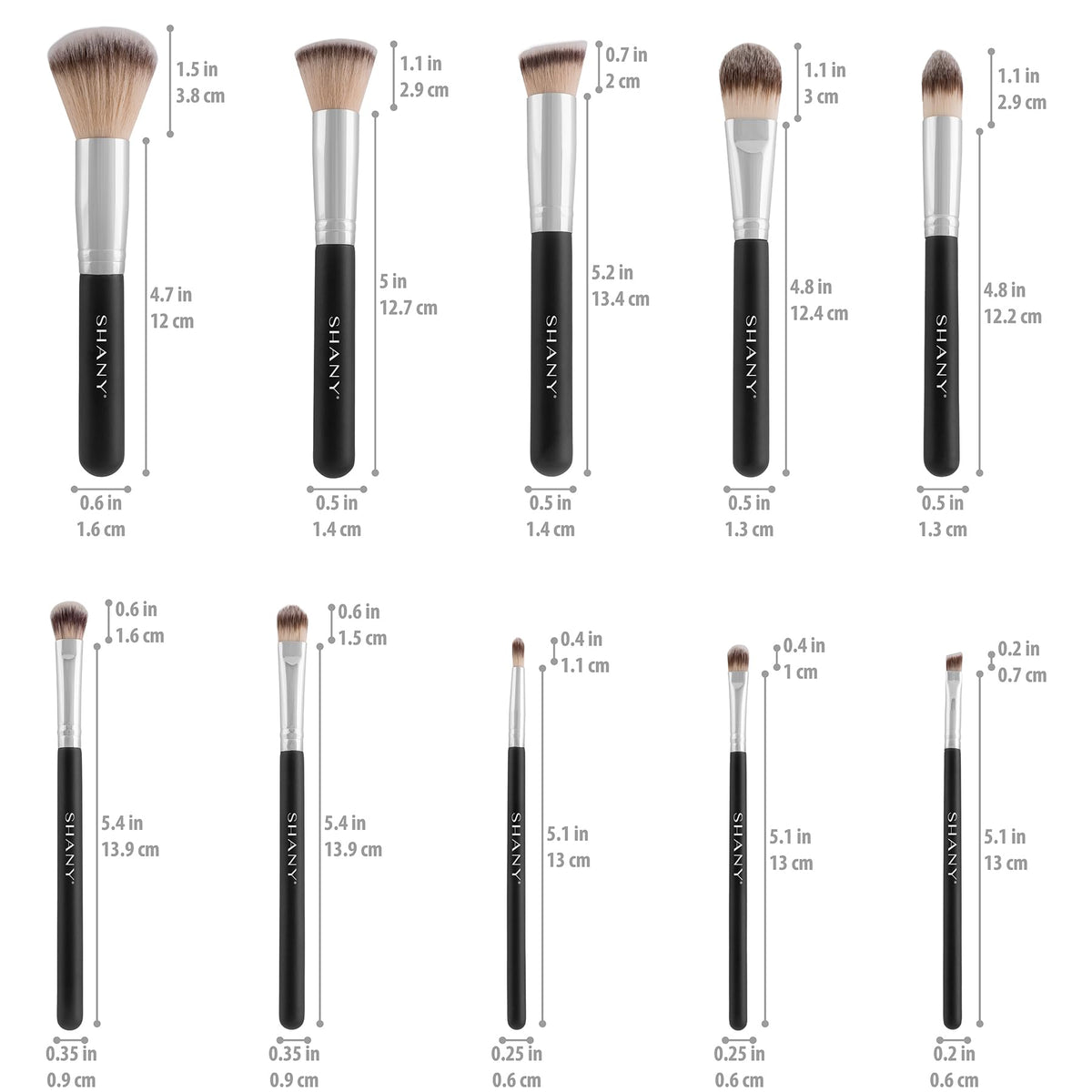 SHANY Vegan Makeup Brushes - 6 PC Double Sided Travel Make up Brushes with Brush storage Pouch - Old Style