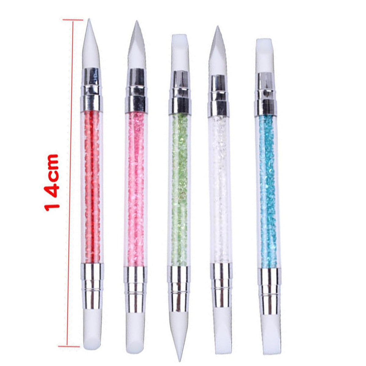 5 Pcs Nail Art Sculpture Pen Dual Tipped Silicone Nail Tools Nail Art Silicone Brushes for Design Nail Carving Drawing Shaping Effect