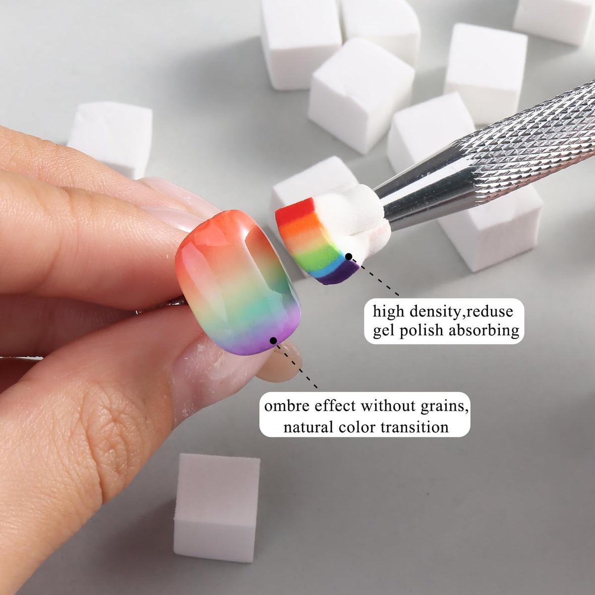 Fcozpjk 100Pcs Soft Nail Sponges for Ombre & 6Pcs Wedge Sponges Aura Nails