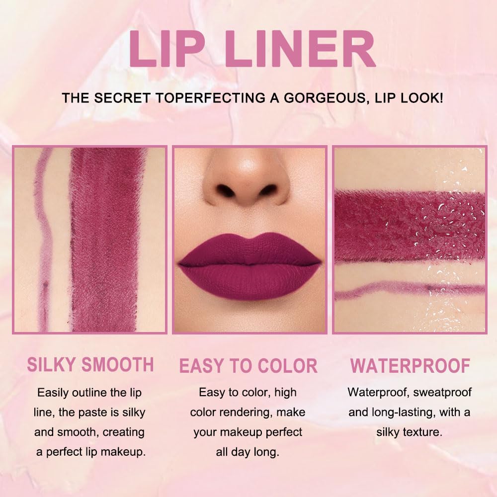 evpct 3Pcs Chestnut Nude Brown Matte Lip Liner and Lipstick Combo Set Kit for Women Antique Rose Magic Lipstick 24 Hours Original Lip Liner Makeup Stain Long Lasting Waterproof Smudge Proof labial