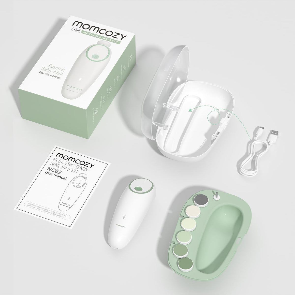 Momcozy Baby Nail File Electric, Gentle Night Light Baby Nail Trimmer