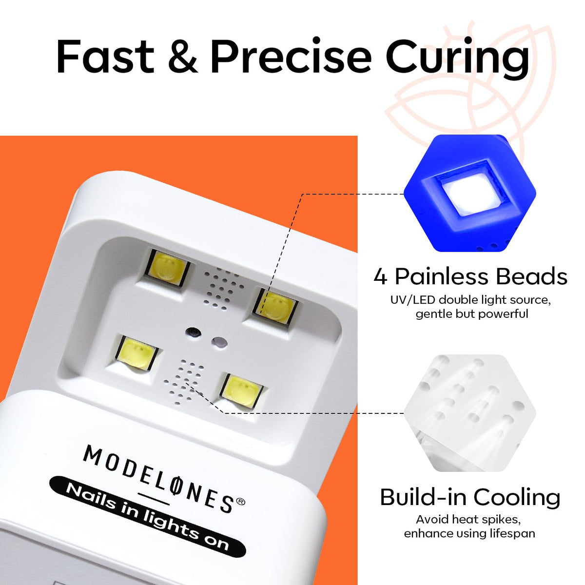 modelones Mini UV Light for Gel Nails Flash Curing 2 Timers Nail Stuff