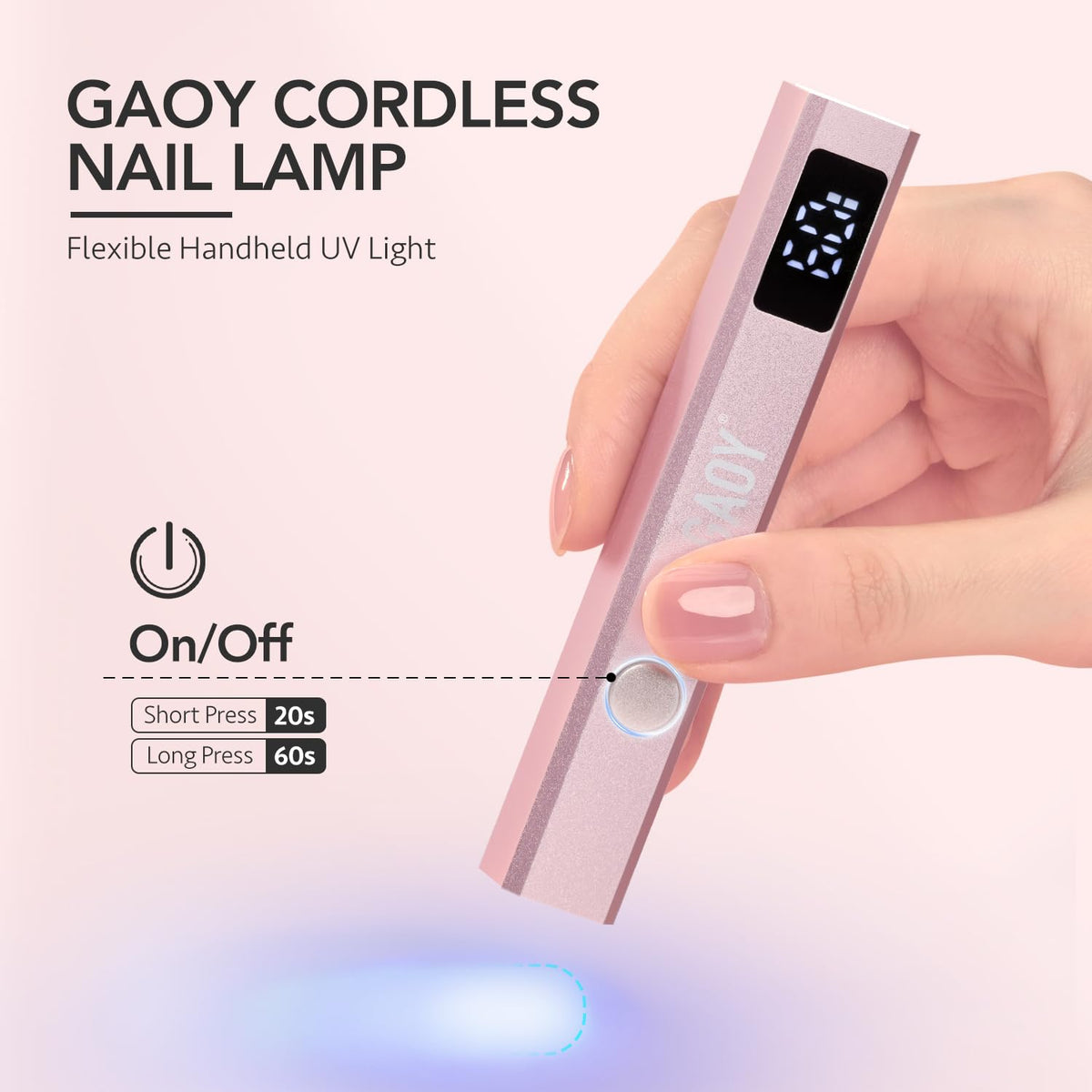 GAOY Handheld UV Light for Gel Nails with Stand, Cordless Nail Lamp, Silver