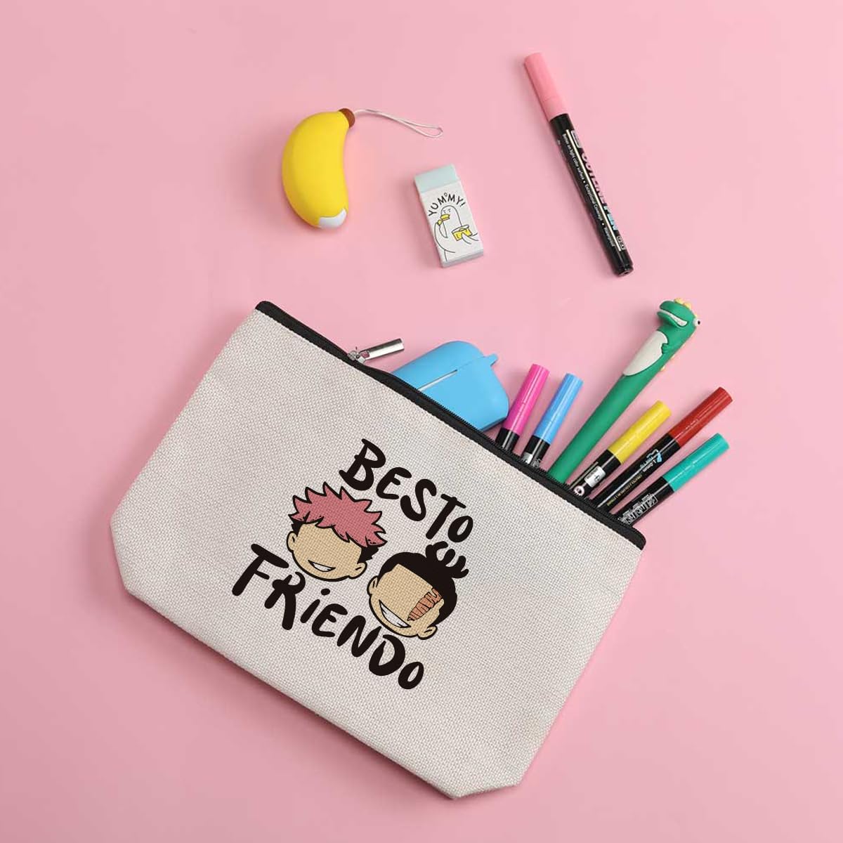ZHAMEN Vintage Makeup Bag Weird Girls Cosmetic Bag for Women