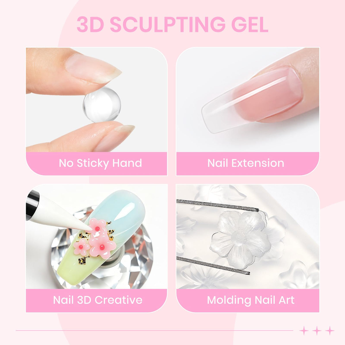3D Gel for Nail Art, Clear 3d Sculpting Gel for Nail Art